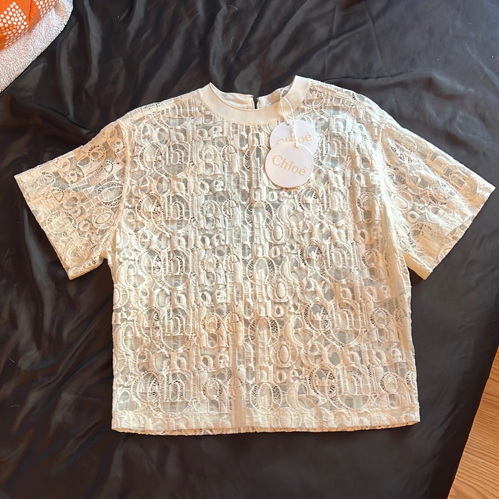 FINAL PRICE: NWT Chloe Lace Logo Top